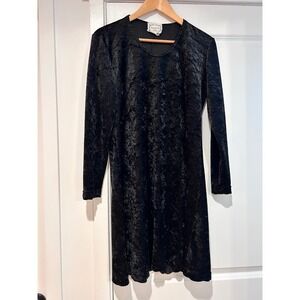 Dressing Clio Crushed Velvet Long‎ Sleeve Dress Women's Medium Black Whimsigoth